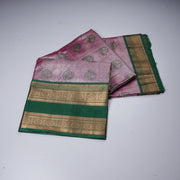 Pink Kanjivaram Silk Saree Gold Zari Peacocks