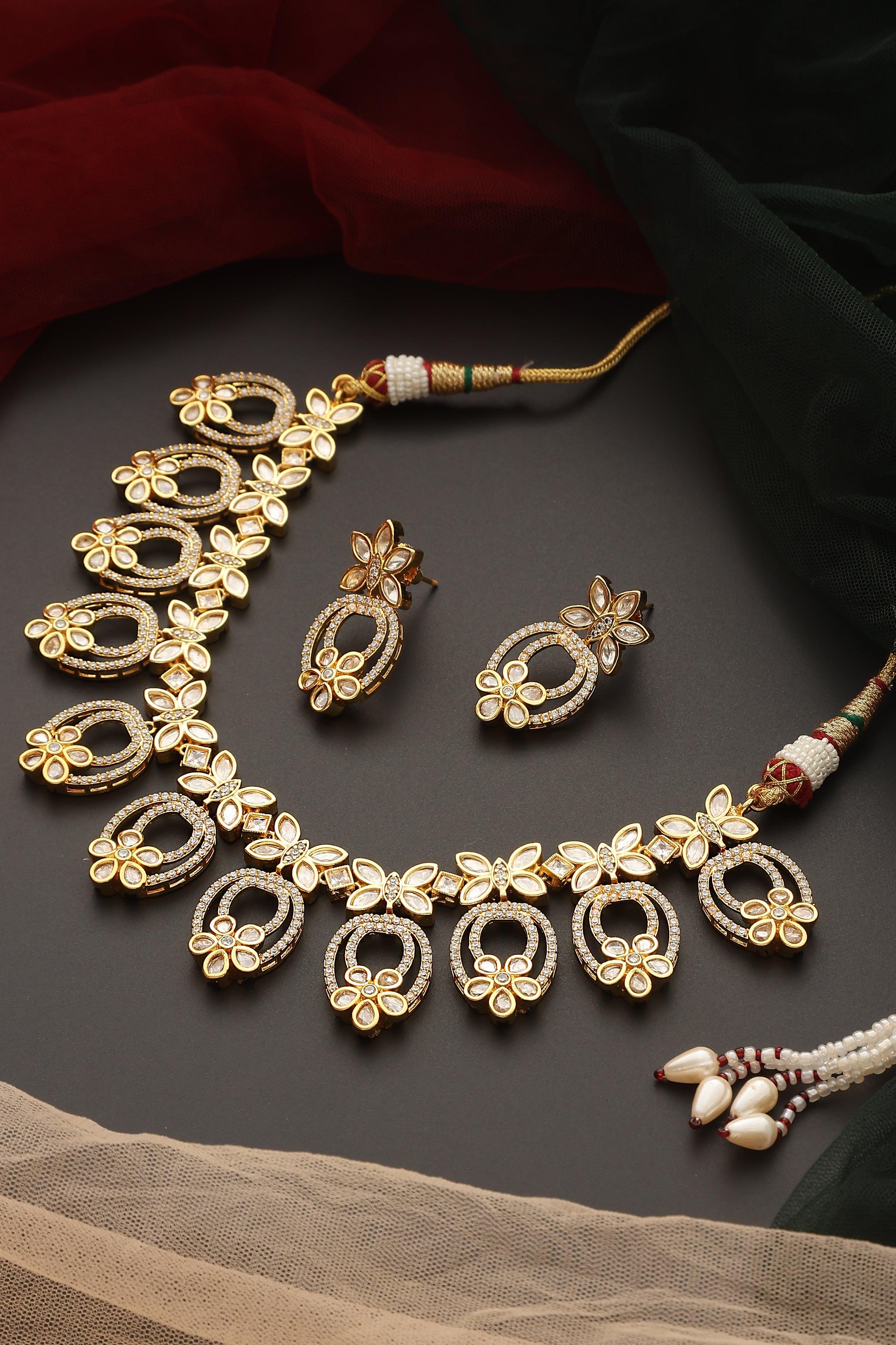 Gilded Opulence Polki Necklace Set - Dyulokha