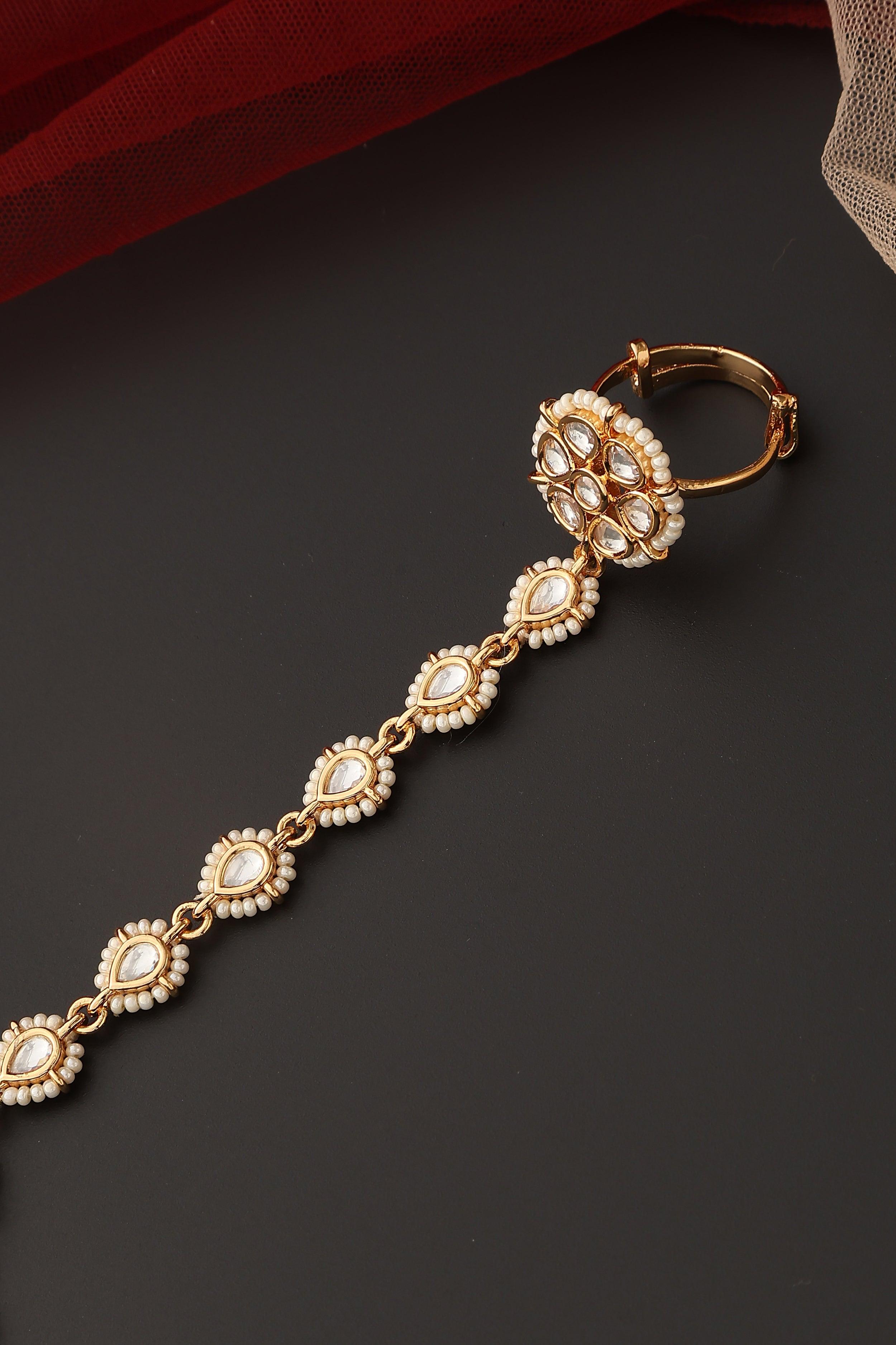 Golden Radiance Polki Hathphool - Dyulokha