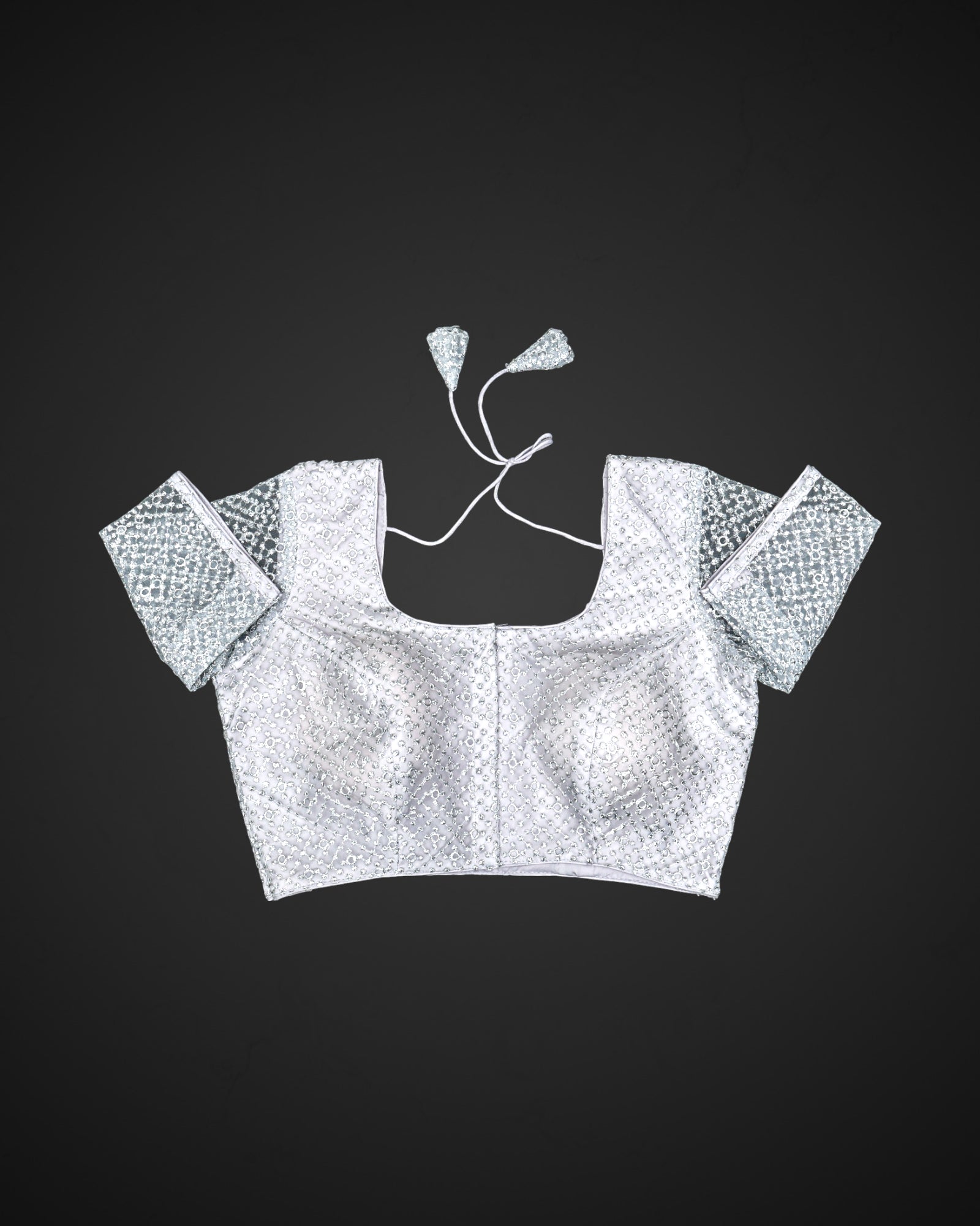 Embroidered Net Deep Back Readymade Blouse