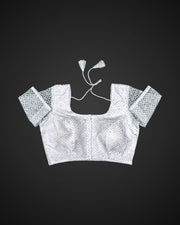 Embroidered Net Deep Back Readymade Blouse