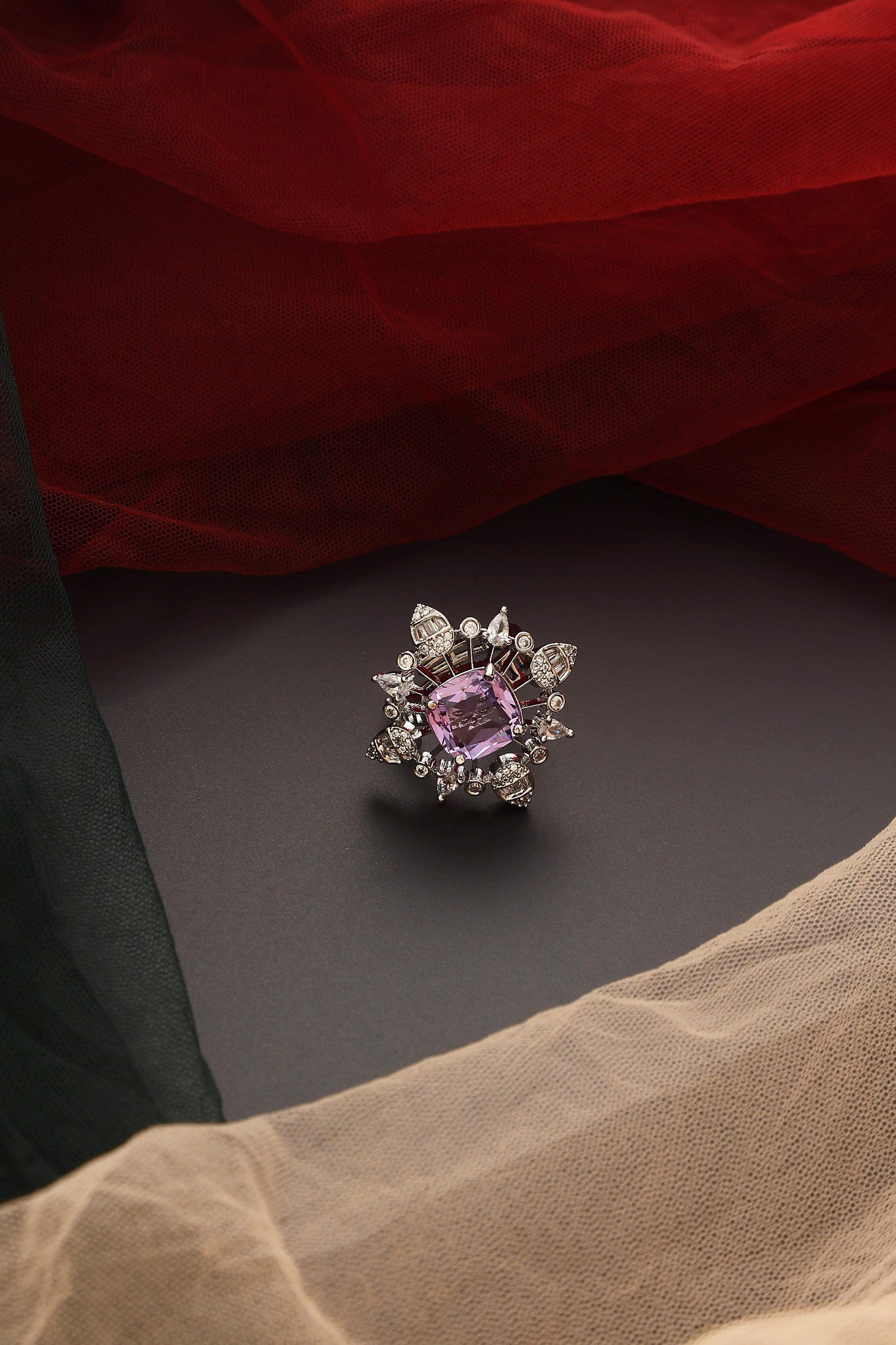 Monarchic Lilac Zirconia Ring - Dyulokha