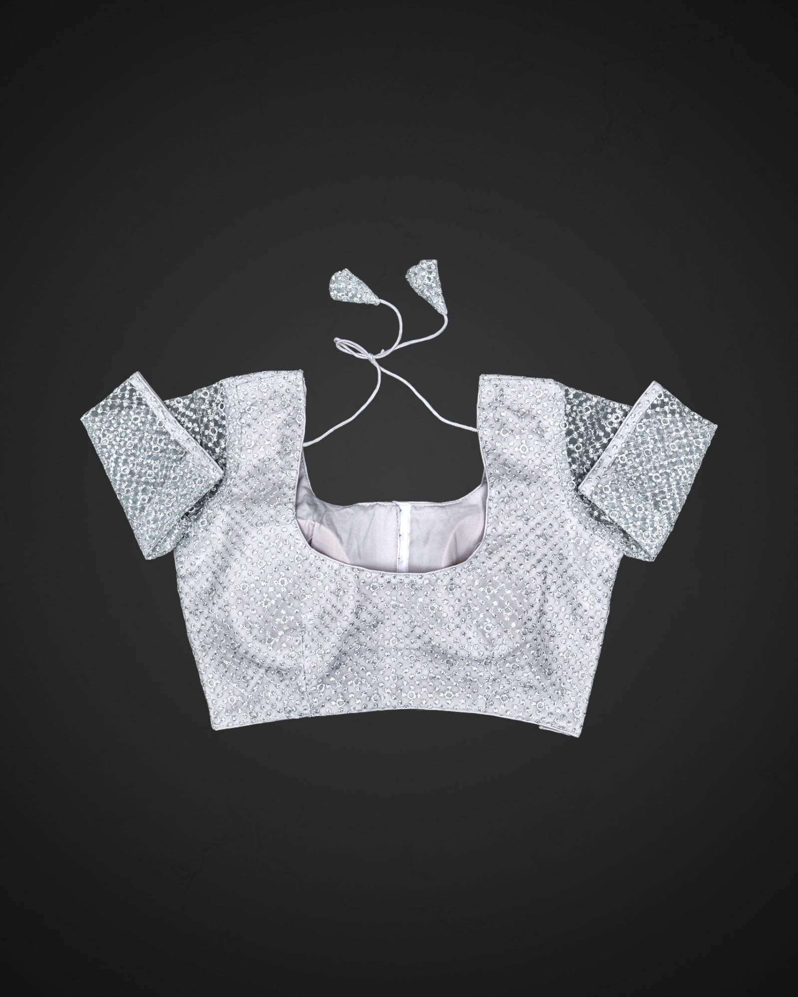 Embroidered Net Deep Back Readymade Blouse