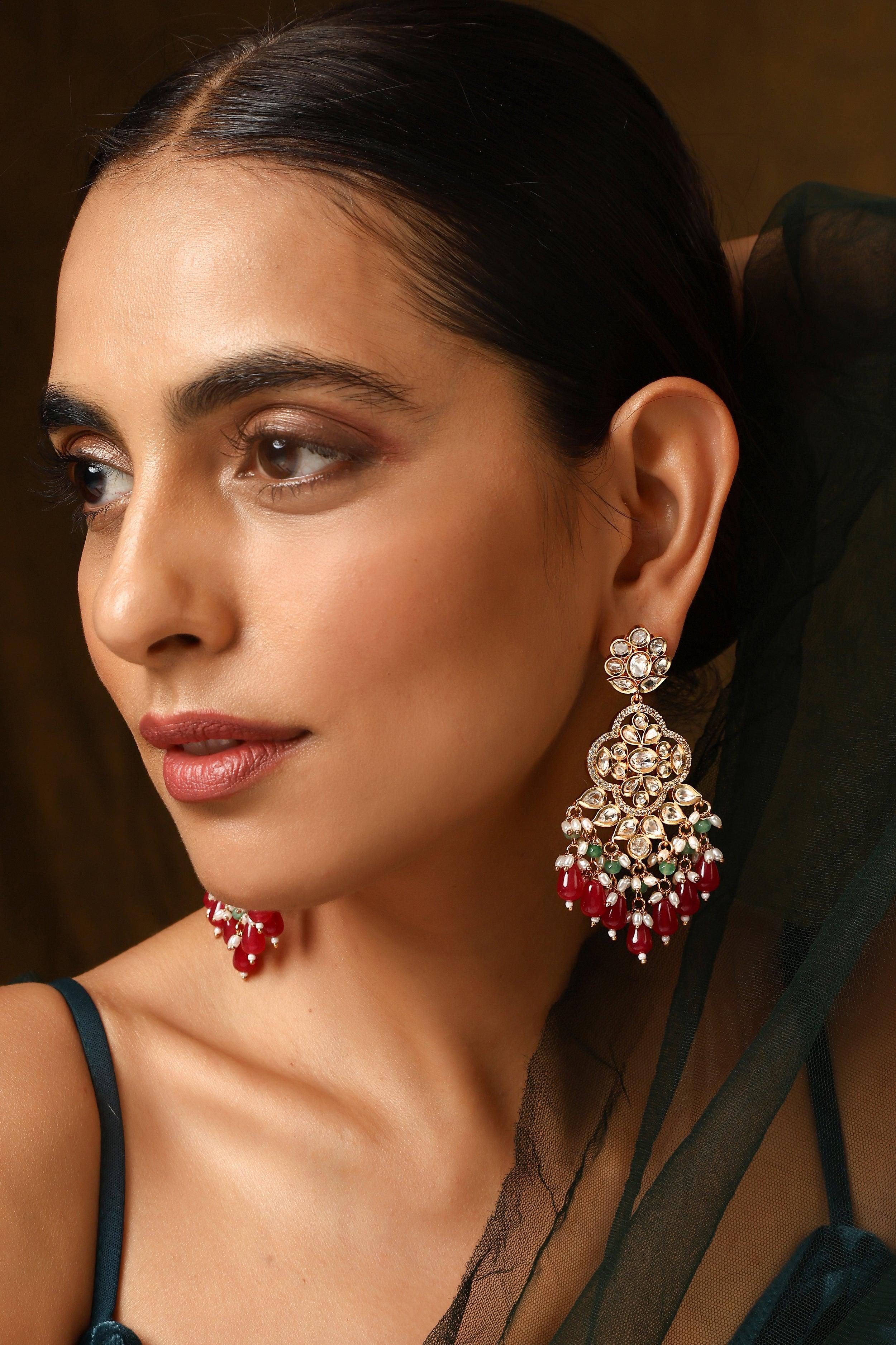 Ruby Radiance Polki Danglers - Dyulokha