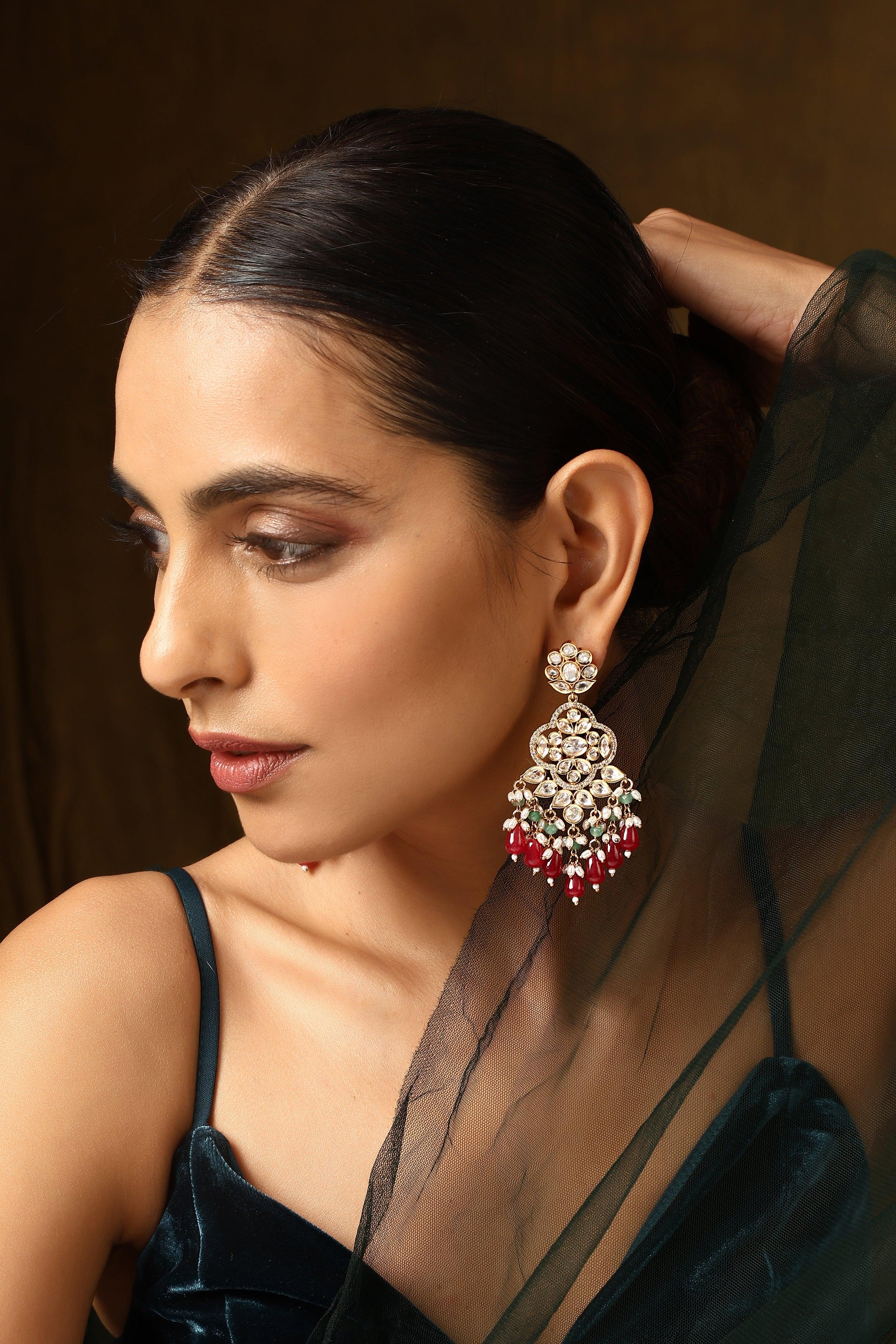 Ruby Radiance Polki Danglers - Dyulokha