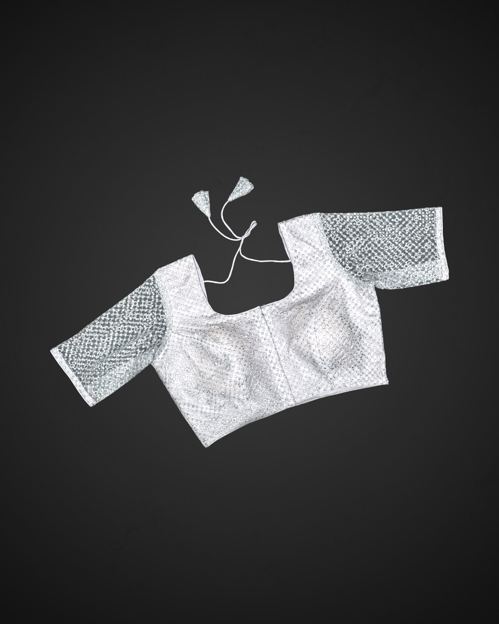 Embroidered Net Deep Back Readymade Blouse