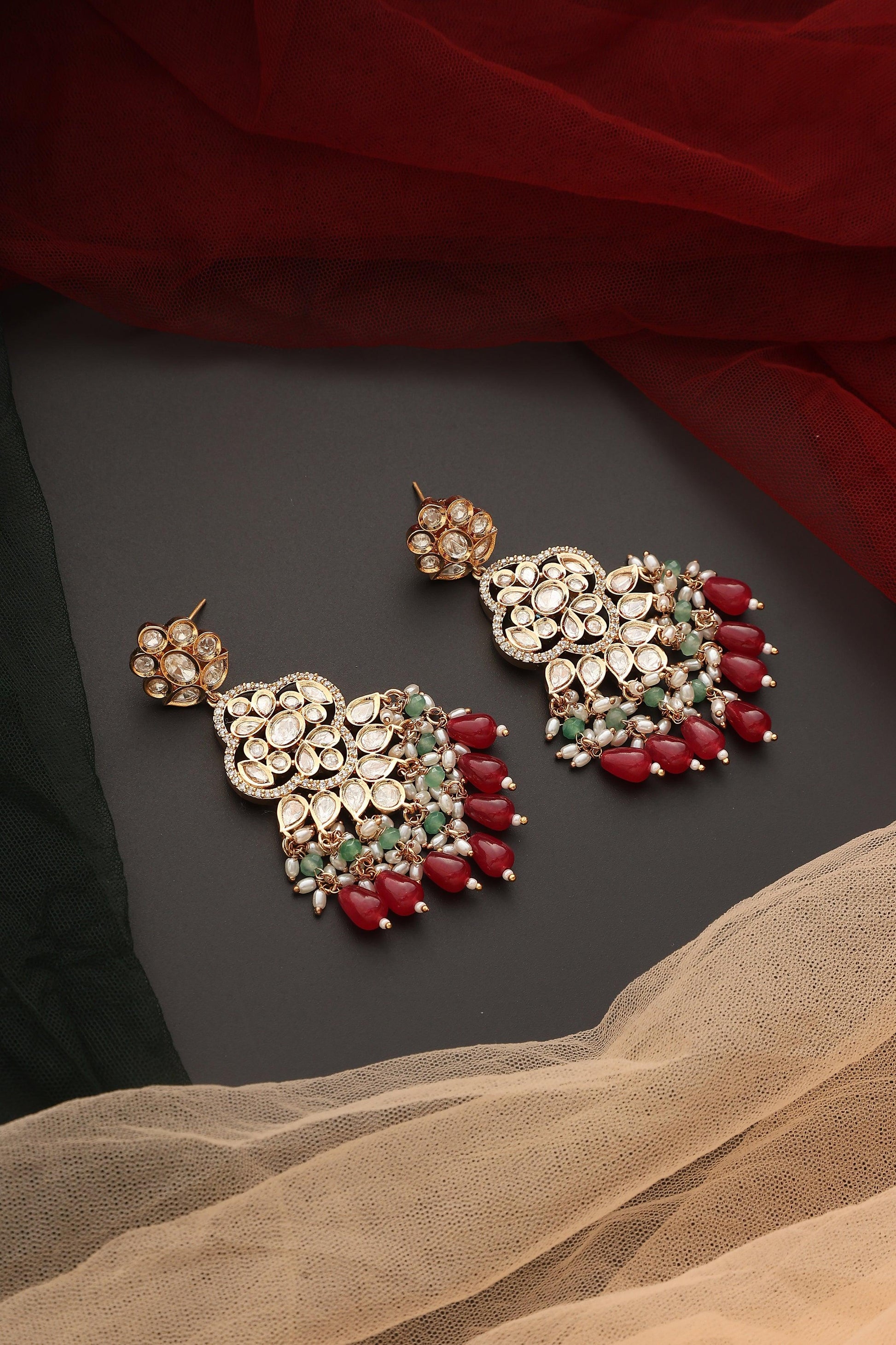 Ruby Radiance Polki Danglers - Dyulokha