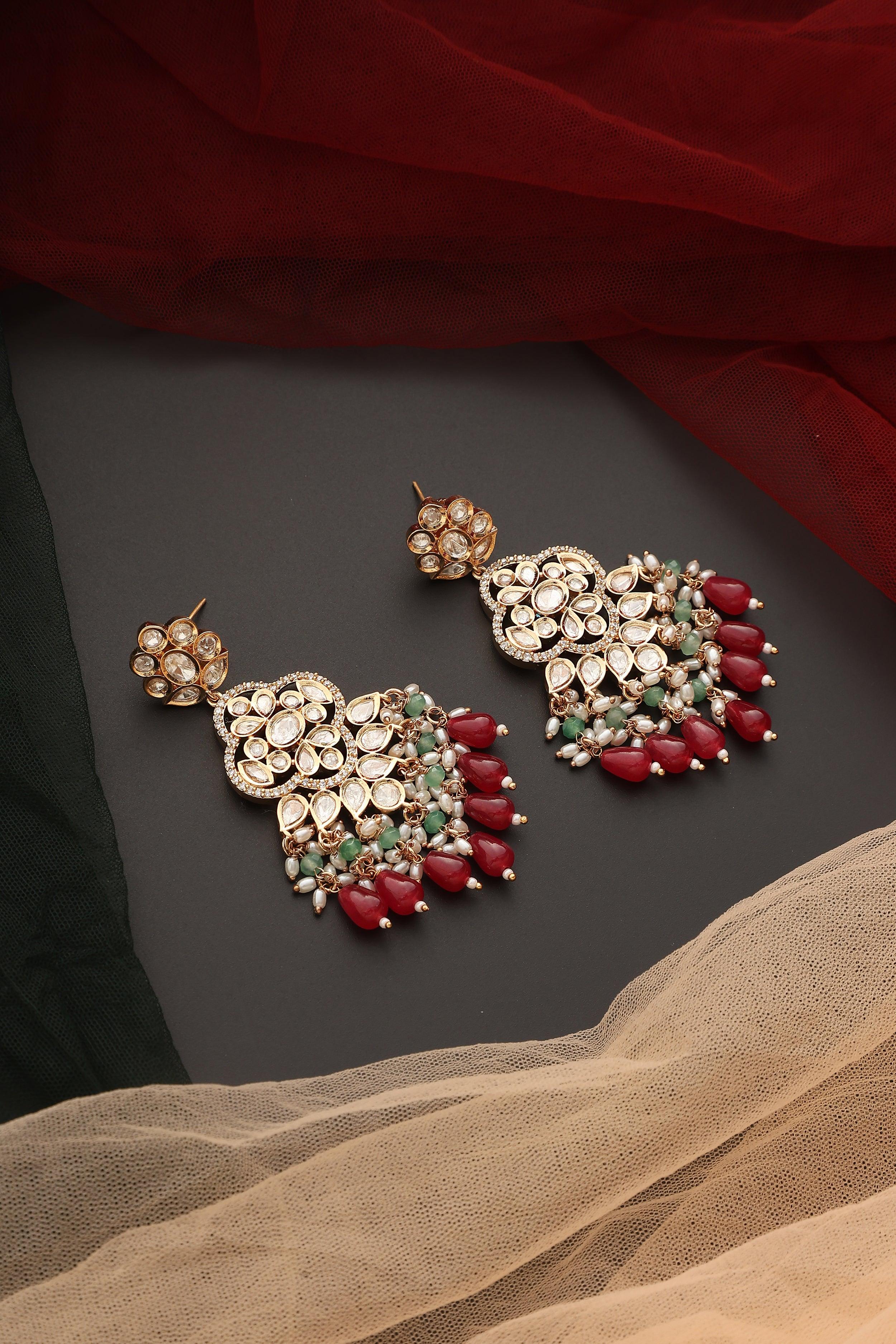 Ruby Radiance Polki Danglers - Dyulokha