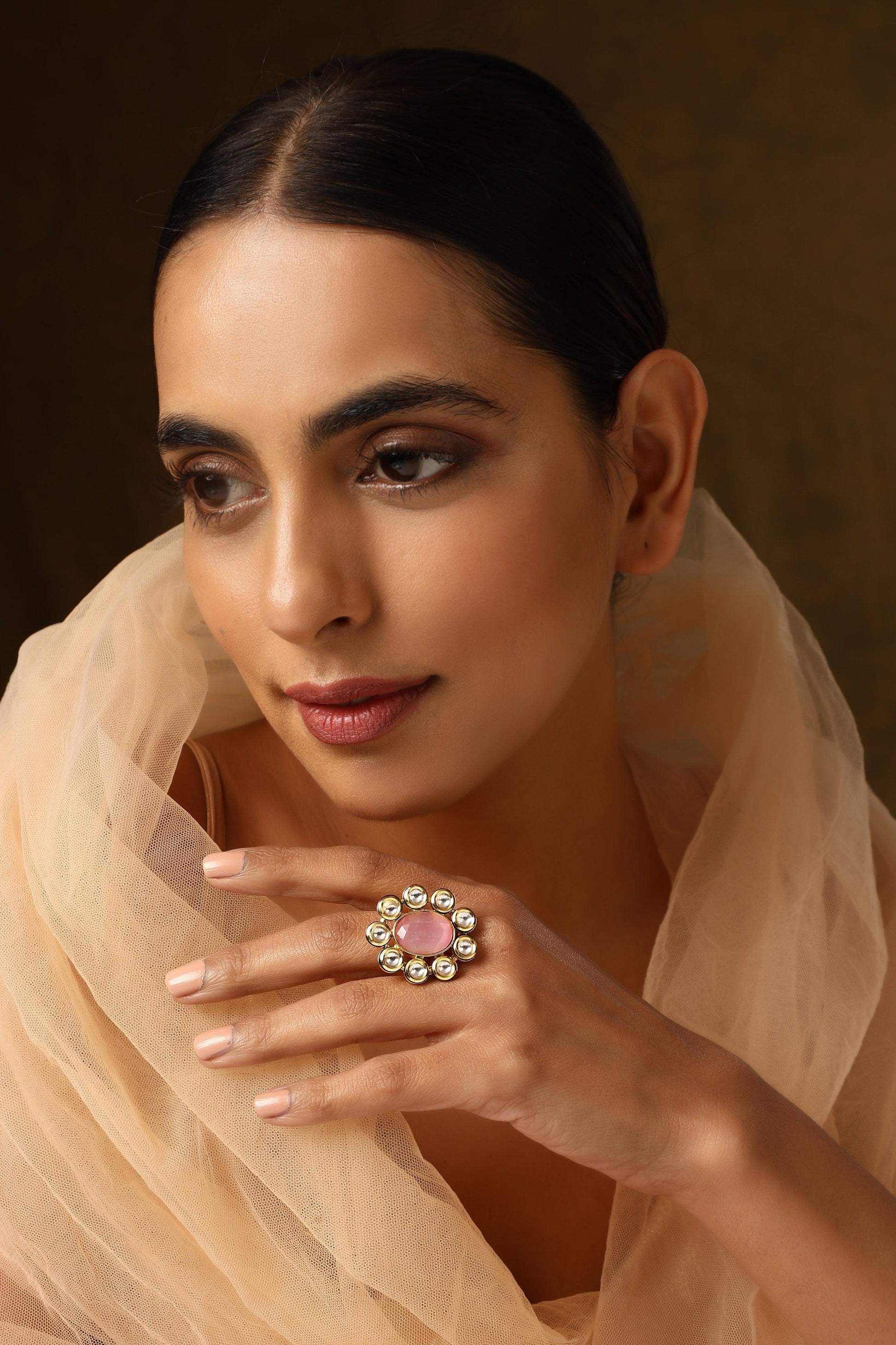 Blushing Brilliance Kundan Ring - Dyulokha