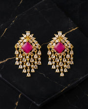 Studs with Pink Square Stone