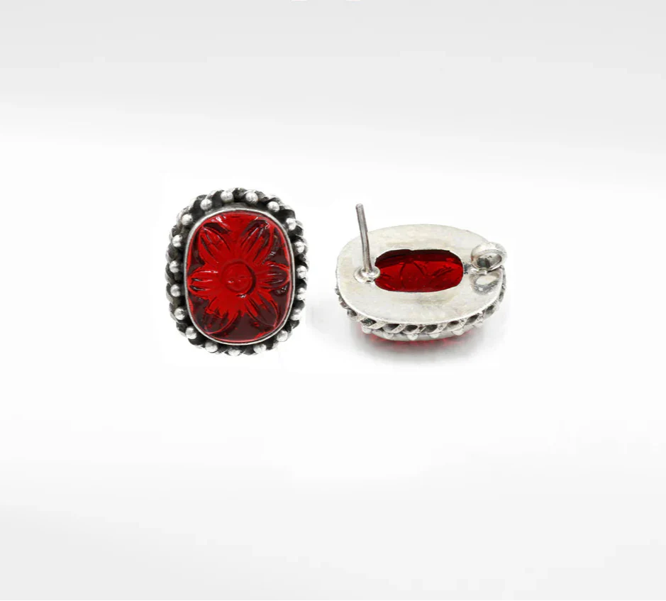 Crafted Garnet Touch Studs