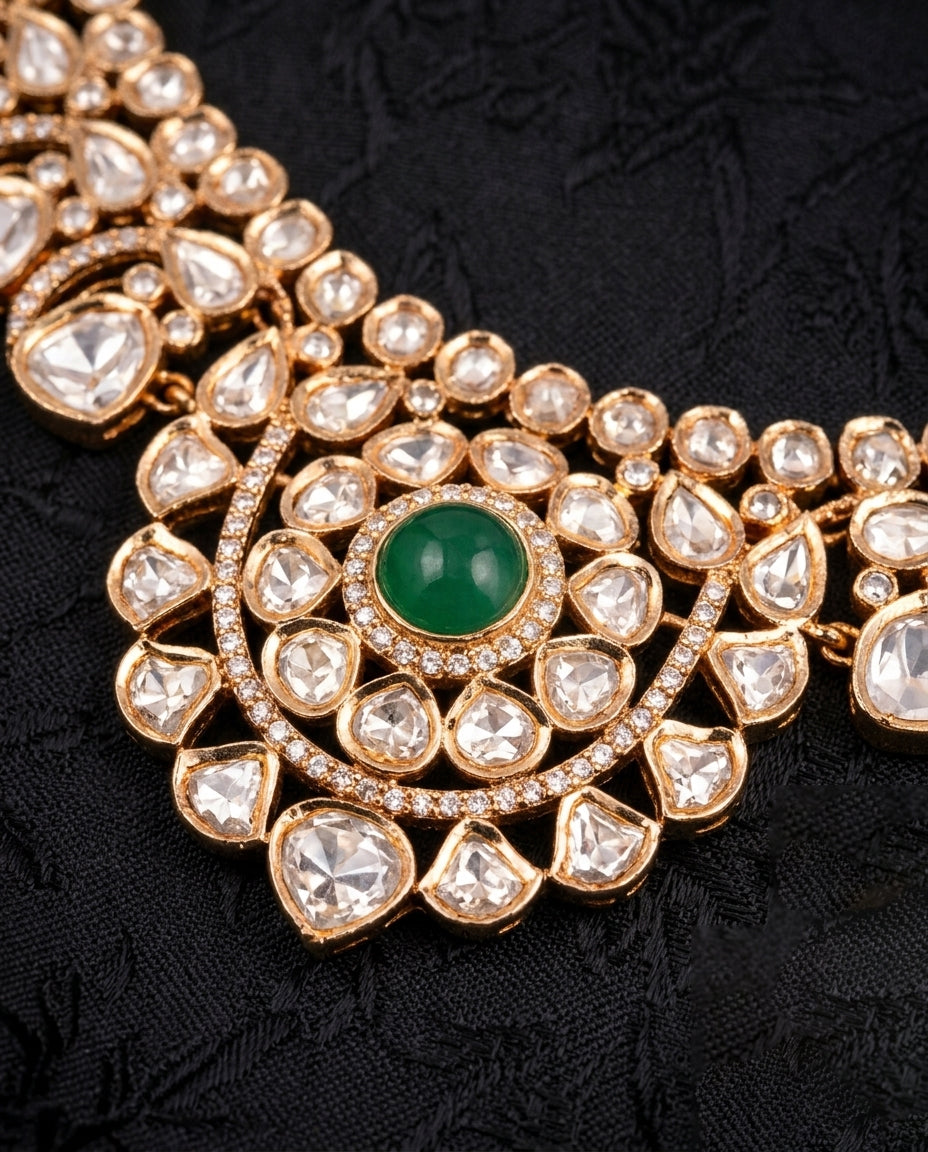 Emerald Luxe Polki Necklace Set