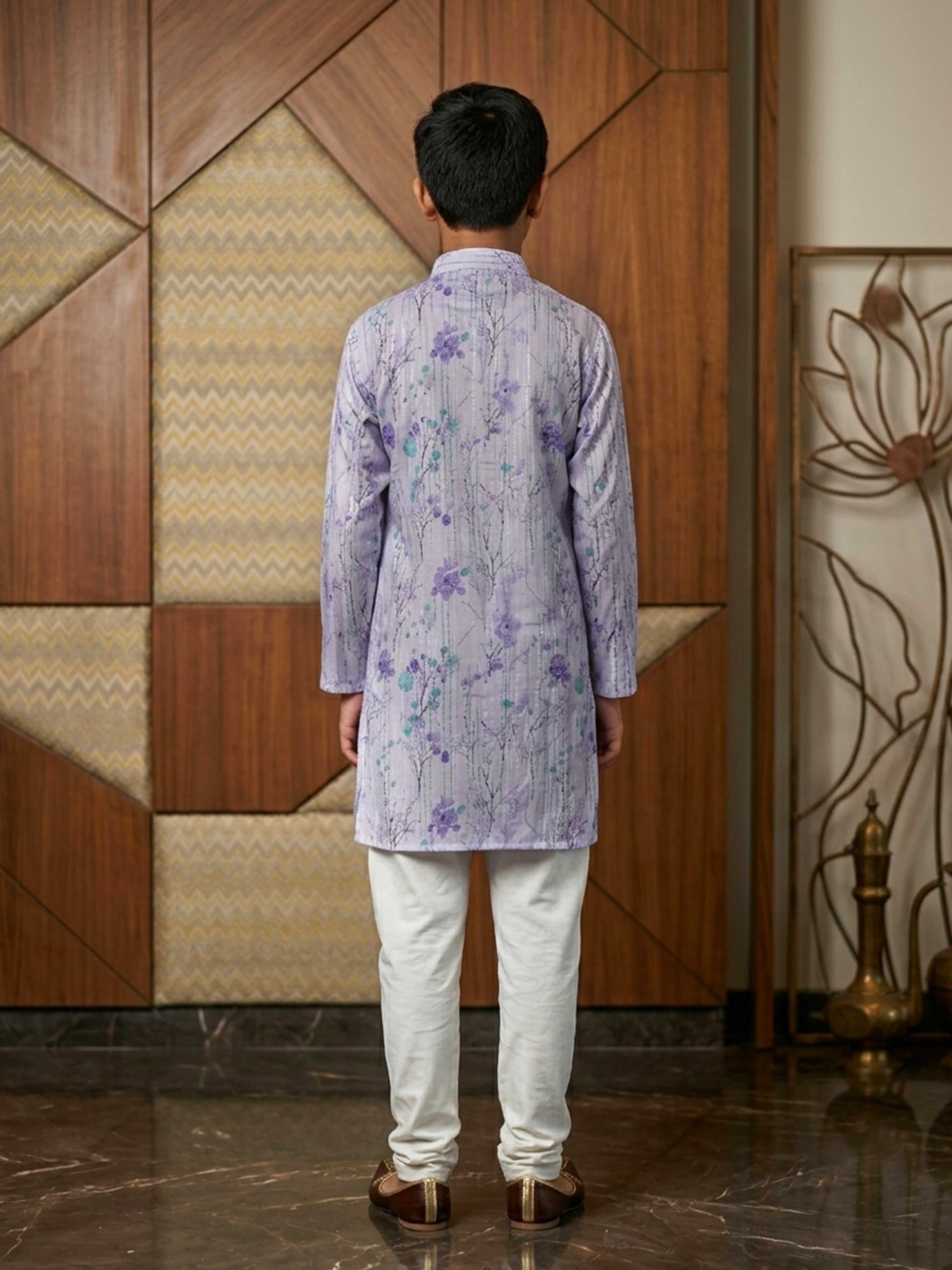Floral Sequins Embroidered Cotton Kurta Pajama