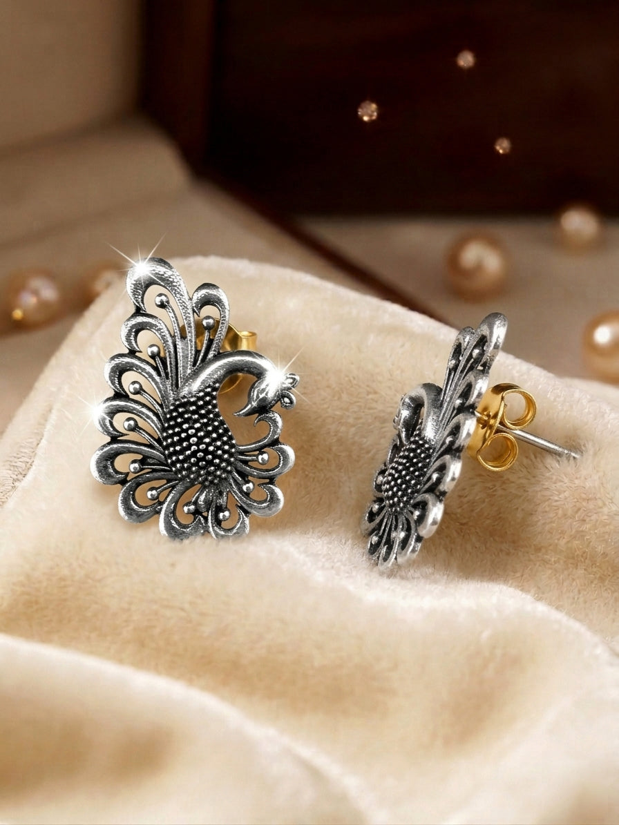 Dancing Peacock Studs