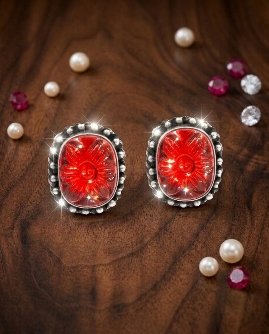 Crafted Garnet Touch Studs