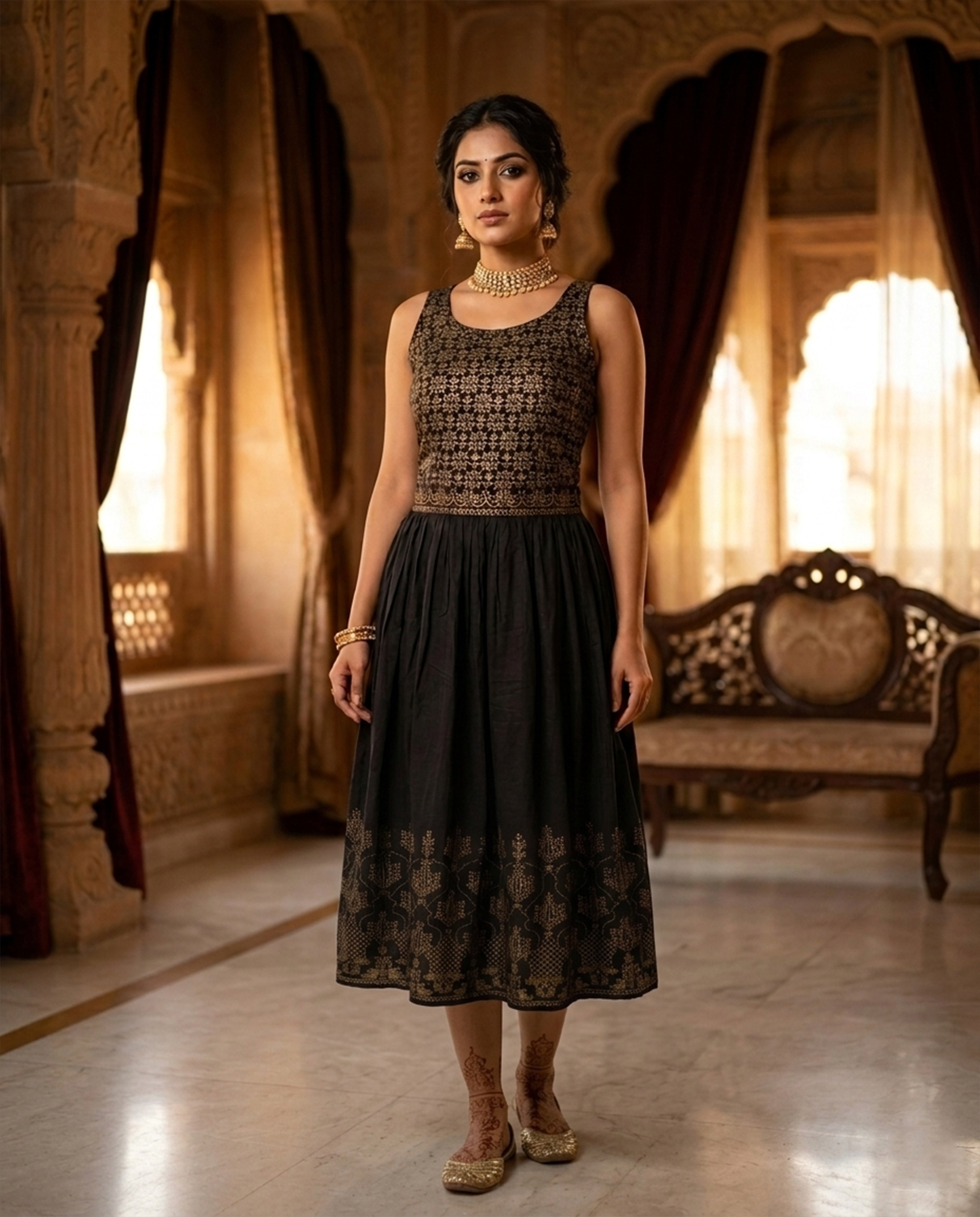 Sleeveless Cotton Cocktail Gown