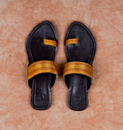 Dark Brown Soft Leather Open Toe Flats