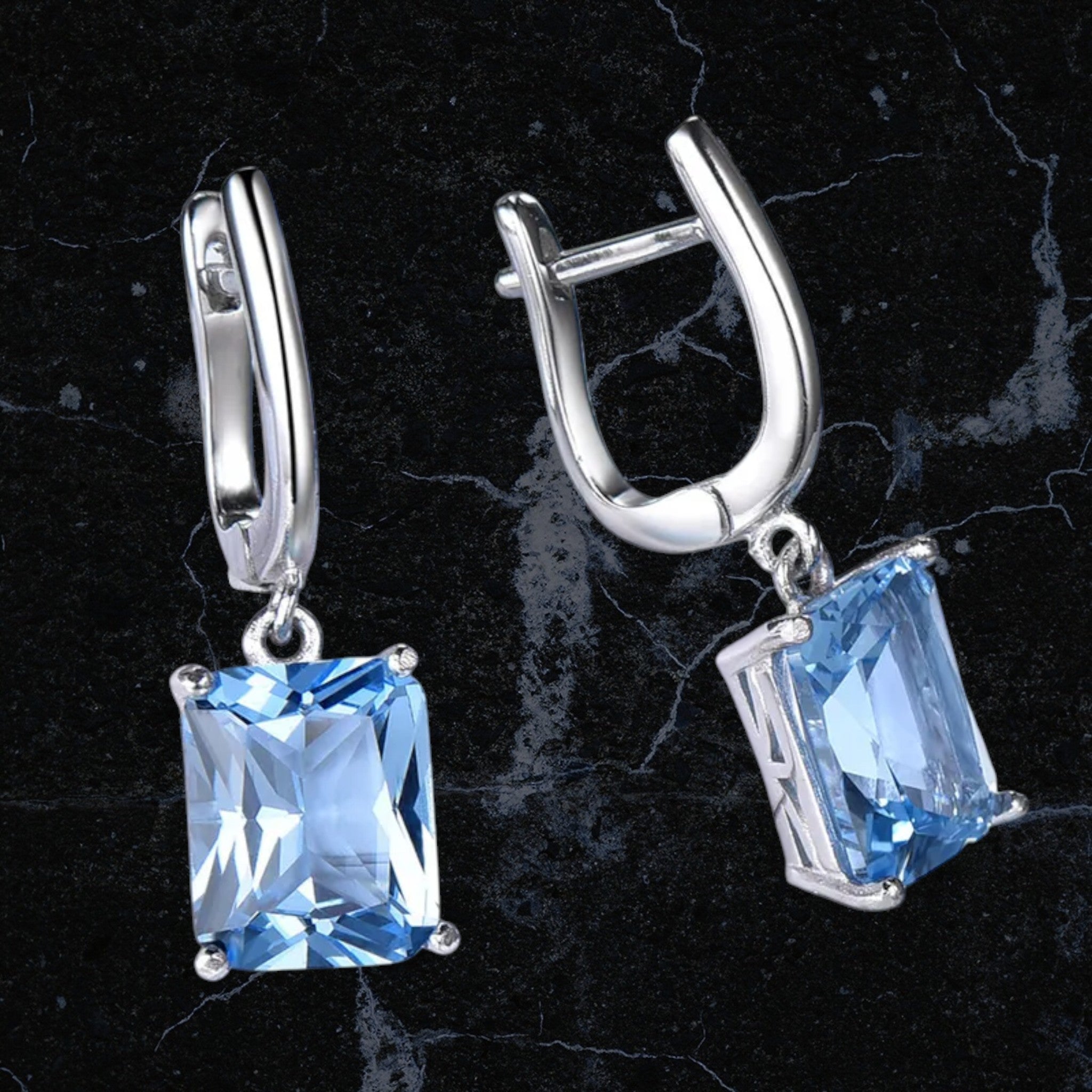 Sky Blue 925 Silver Zircon Drop Earrings