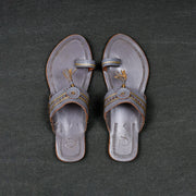 Patent Leather Grey Ethnic Flats