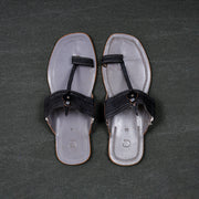 Grey Premium Leather Kolhapuri Sandals