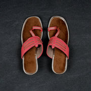 Peach Textured Open Toe Flats