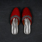 Red Two Tone Handcrafted Mules