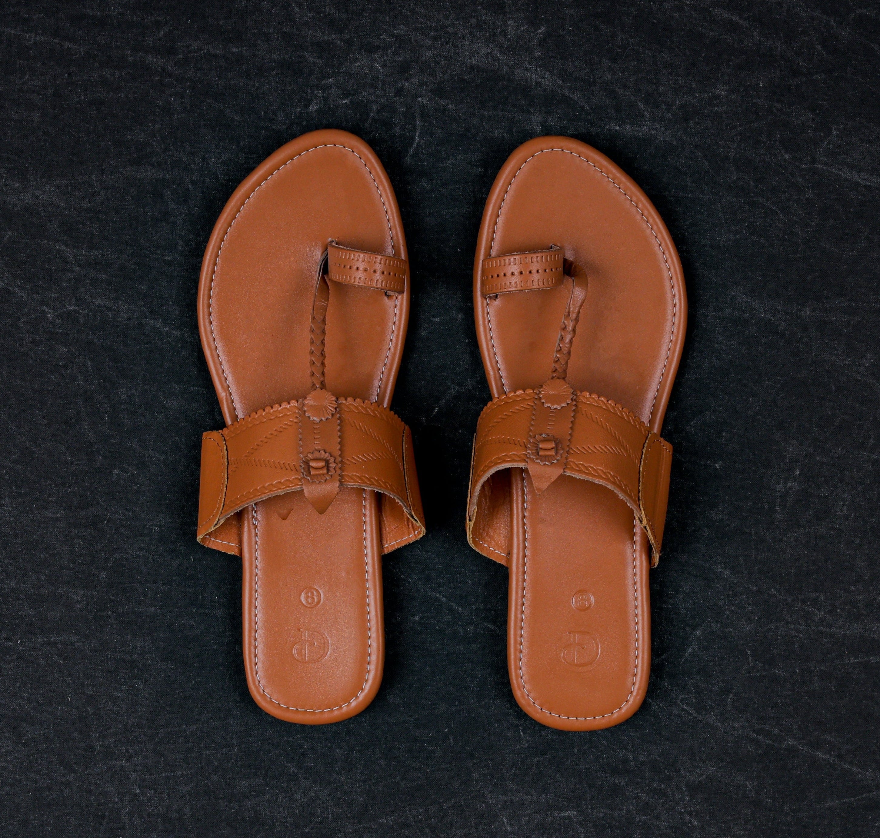Tan Handcrafted Leather Kolhapuri Sandals