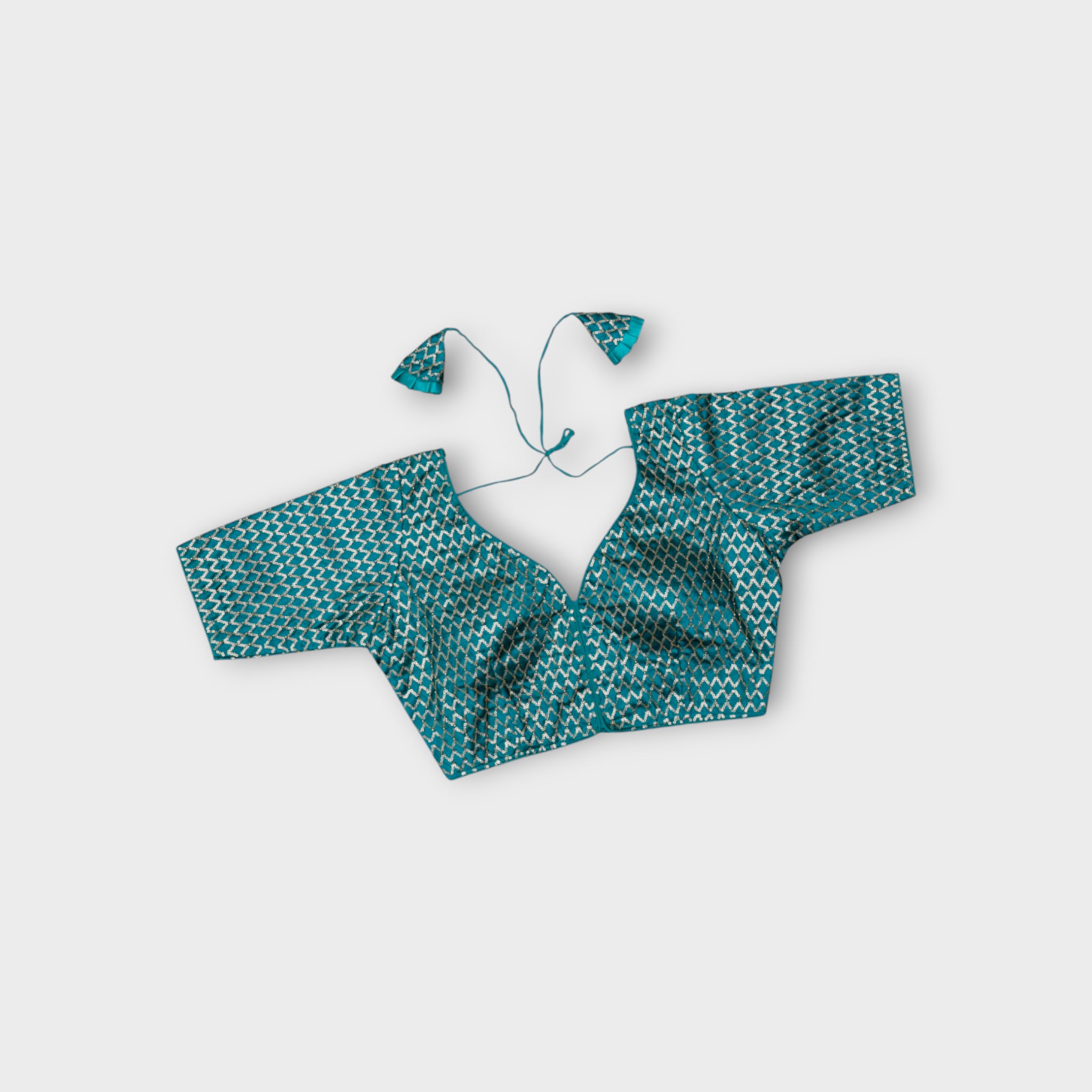 Cosmic Blue Sequined Silk Readymade Blouse