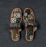 Green Two Tone Ethnic Flats