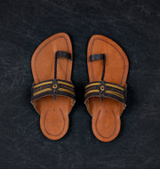 Two Tone Tan Traditional Kolhapuri Sandals