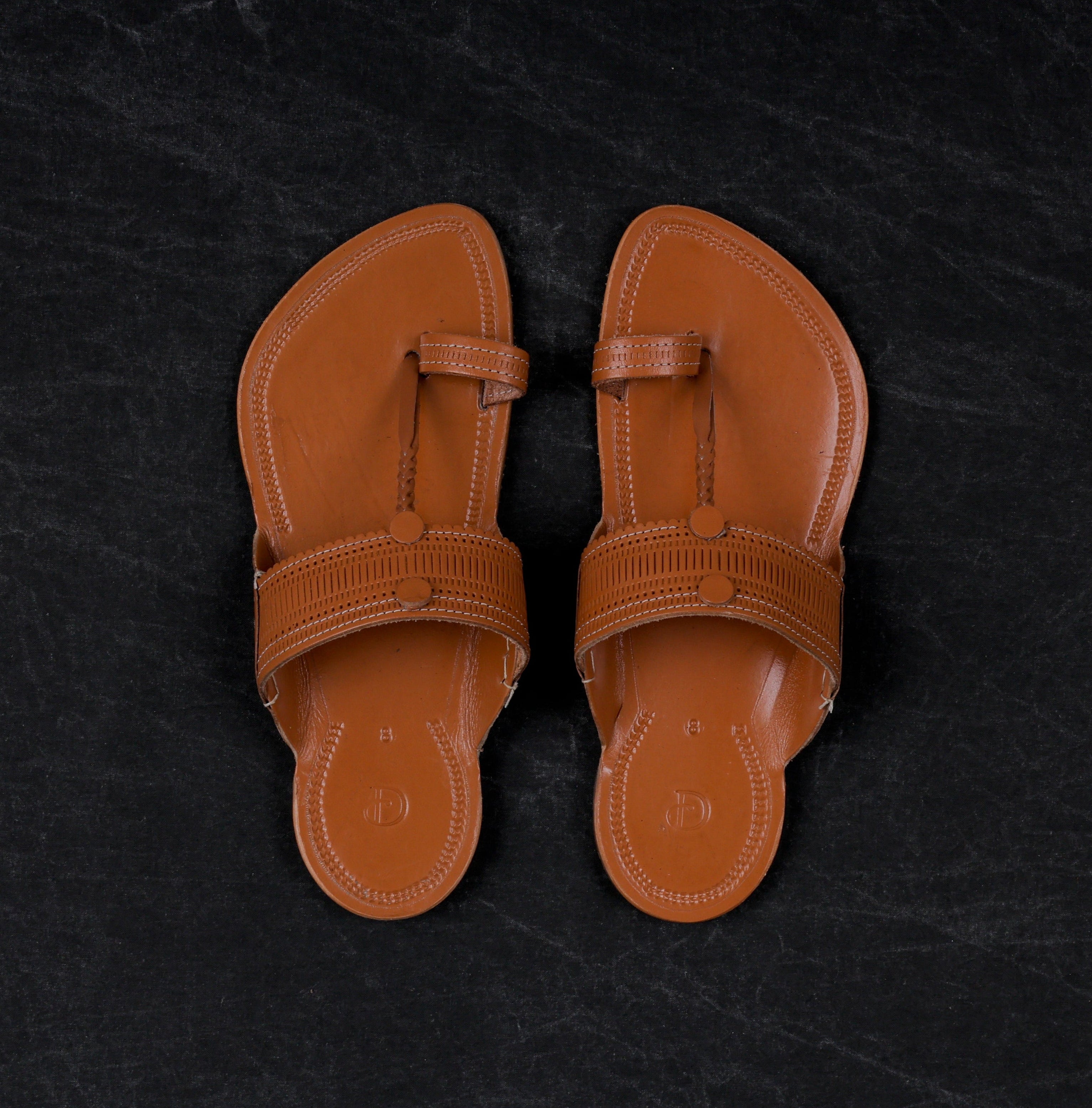 Handcrafted Tan Open Toe Kolhapuri Sandals