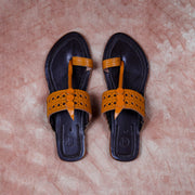 Two Tone Dark Brown Leather Ethnic Flats