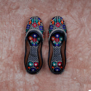 Black Textured Almond Shape Ethnic Jutti