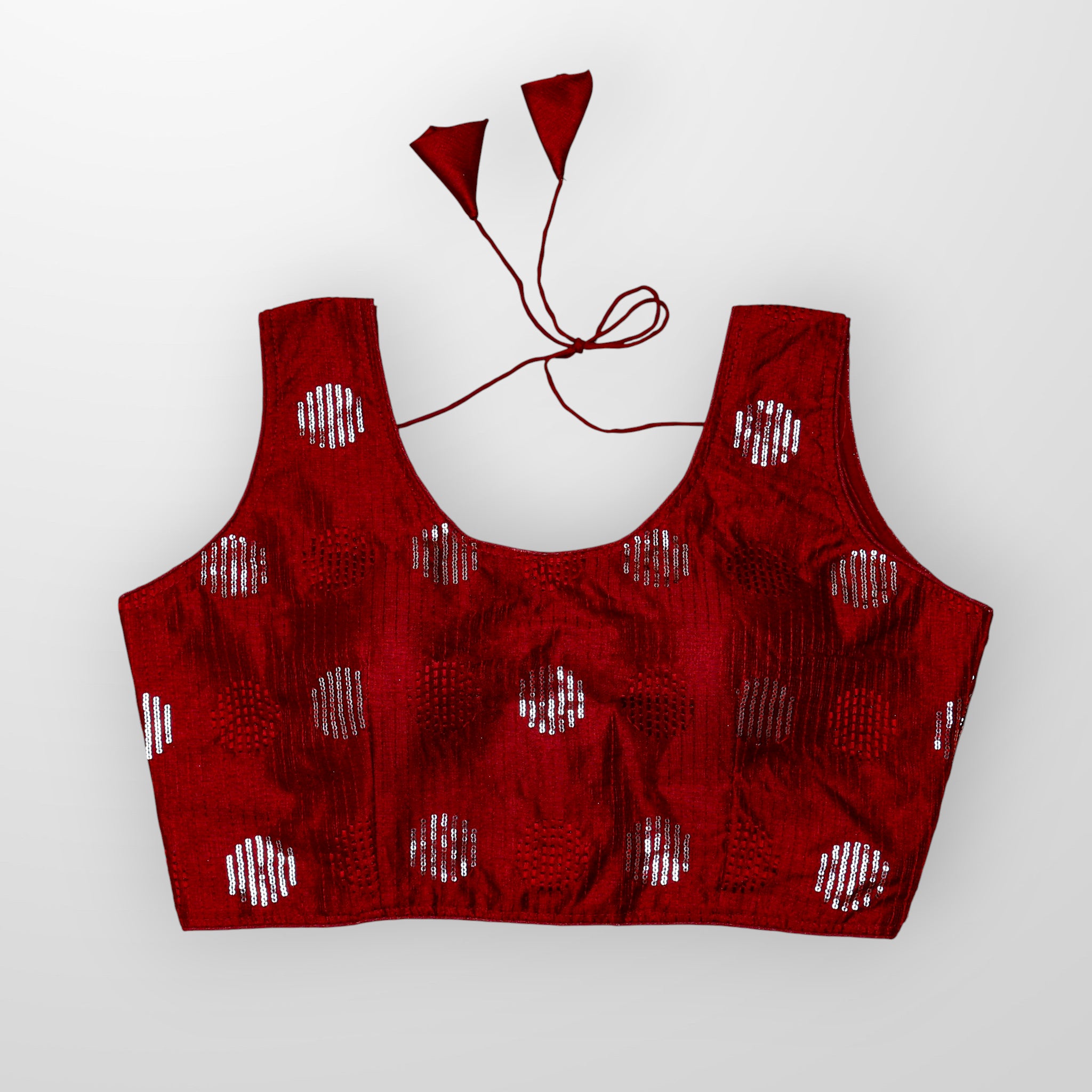 Silk U Neck Embroidered Readymade Blouse