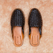 Brown Leather Closed Toe Mules