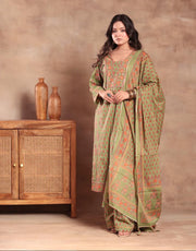 Mirror Work Cotton Kurta Set