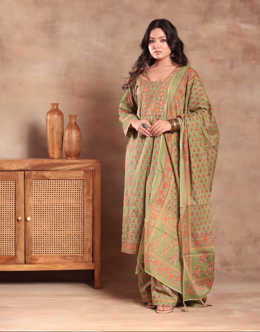 Mirror Work Cotton Kurta Set