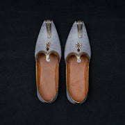White Textured Ethnic Mojari