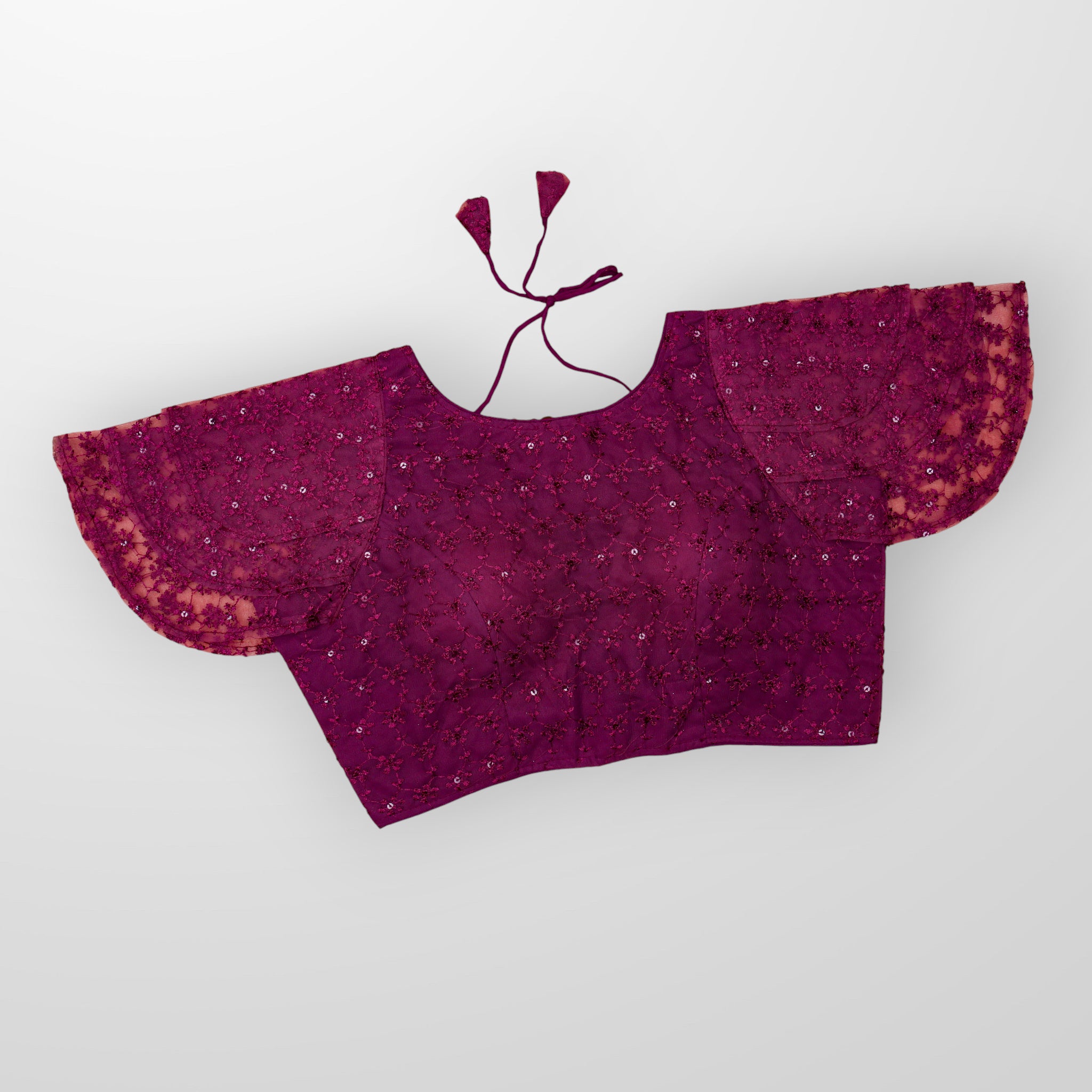 Embroidered Ruffle Sleeve Cotton Readymade Blouse