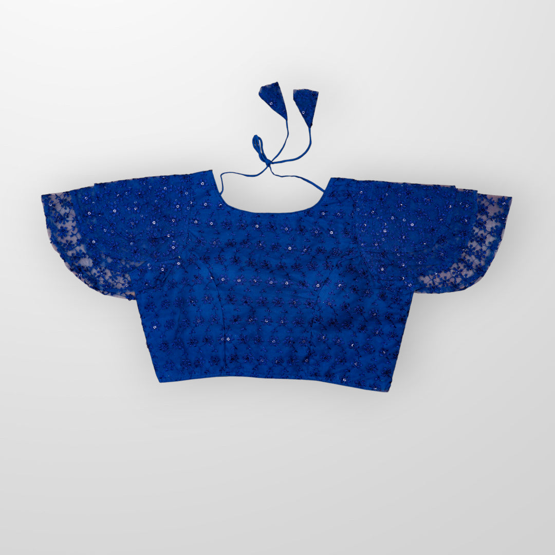 Embroidered Ruffle Sleeve Cotton Readymade Blouse