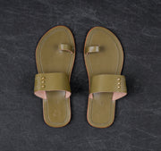 Olive Green Patent Leather Kolhapuri