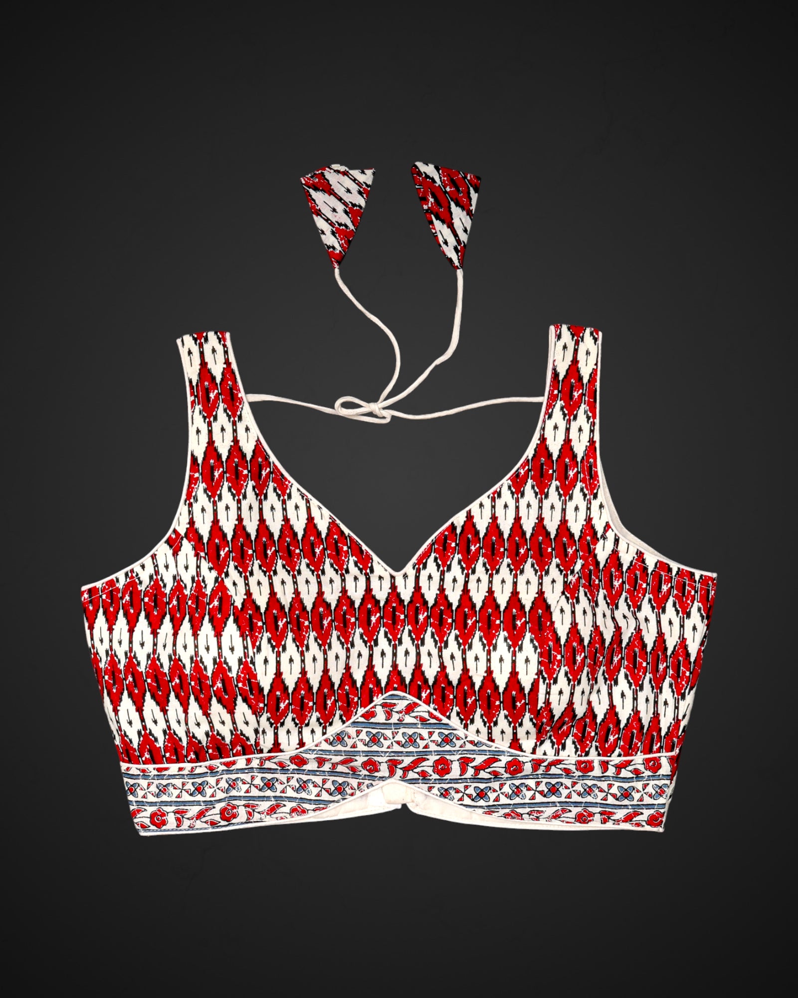 Ajrak Print Cotton V Neck Readymade Blouse
