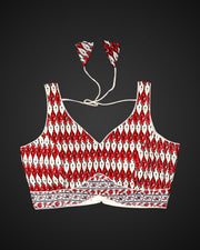 Ajrak Print Cotton V Neck Readymade Blouse