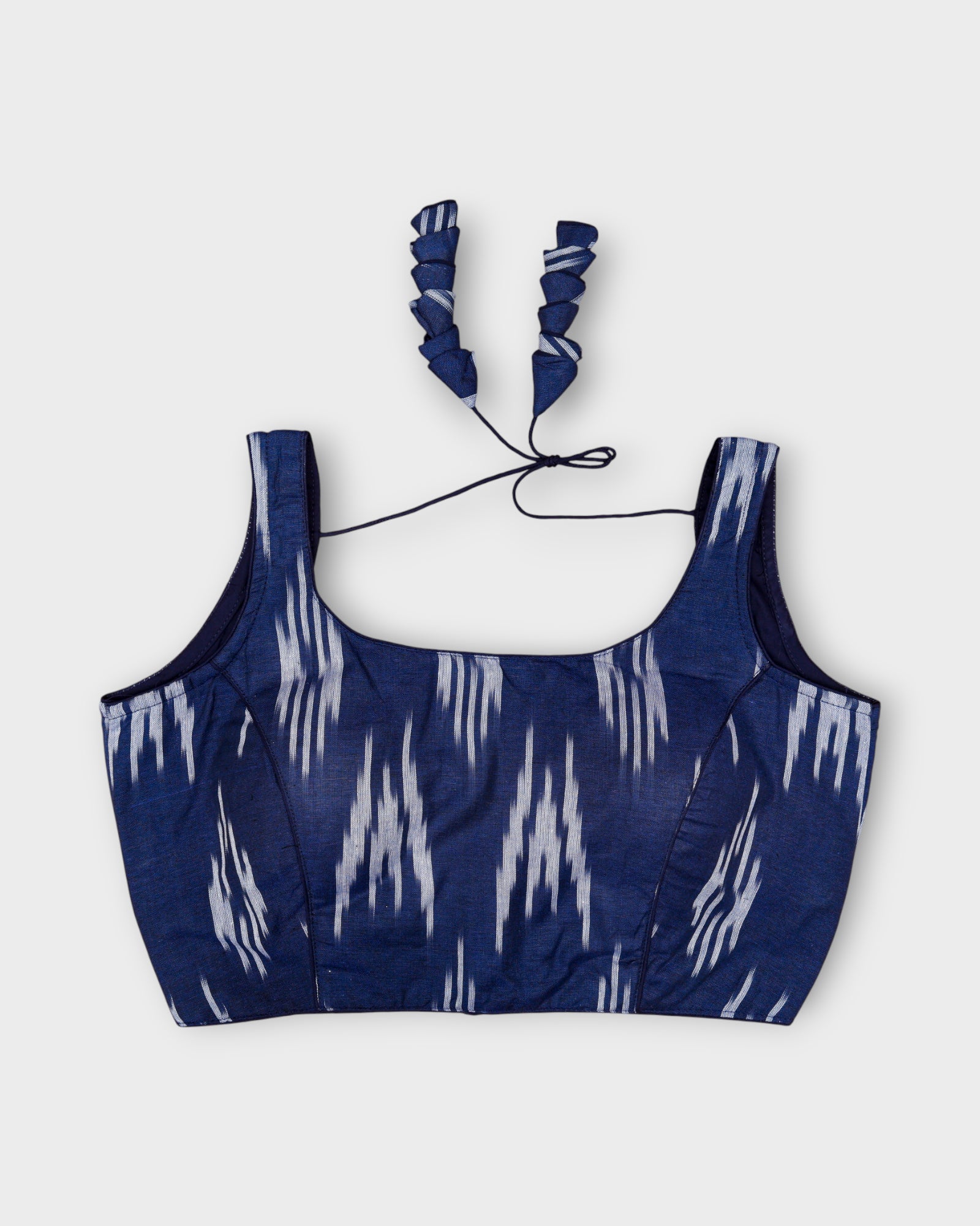 Cotton U Neck Blouse with Back Closure