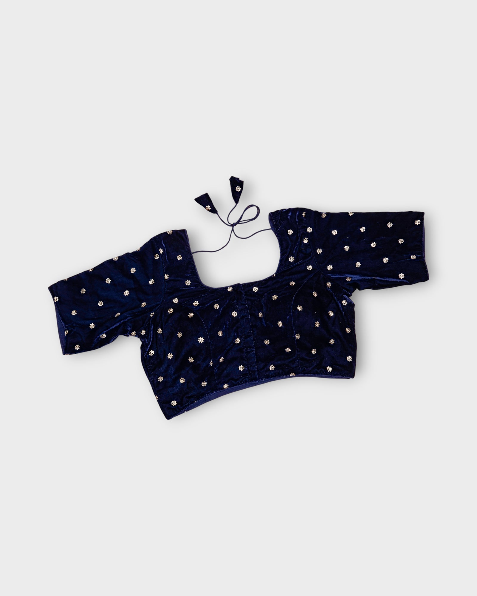 Velvet Deep Back Half Sleeve Blouse