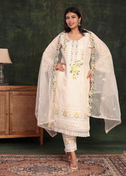 Multicolor Embroidered Cotton Kurta Set