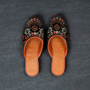 Black Velvet Slip On Mules