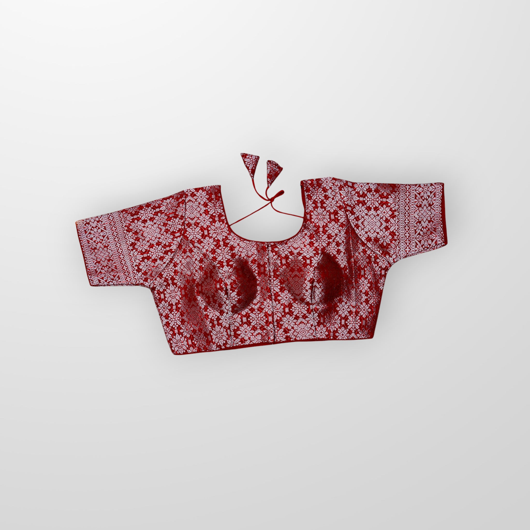 Silver Brocade Silk Jacquard Readymade Blouse
