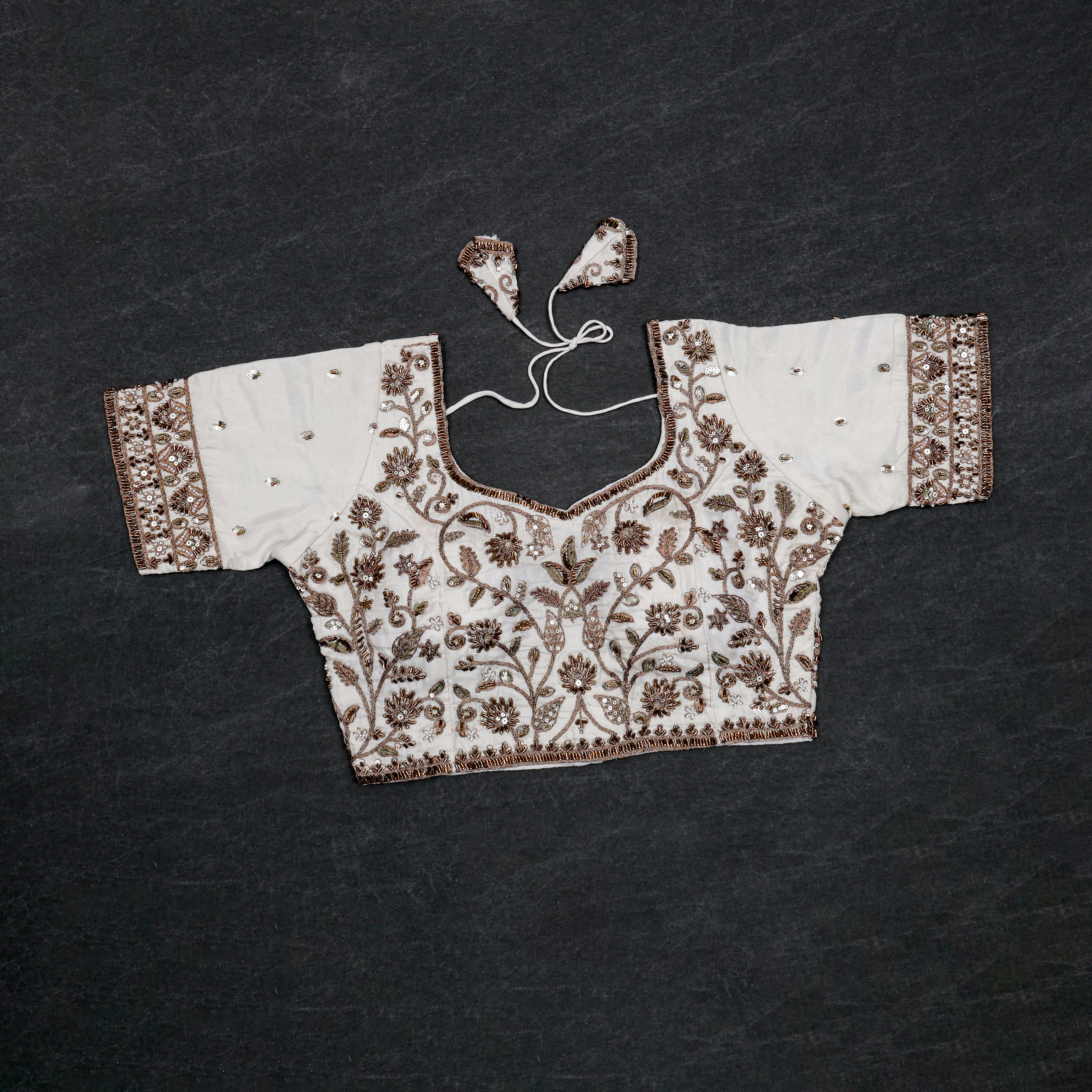 Chic Cosmos Silk Blouse with Notched Neck
