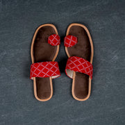 Red Textured Artisan Ethnic Flats